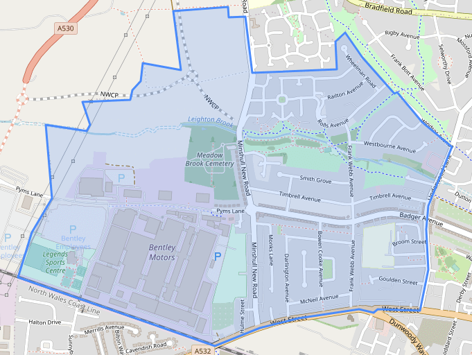 Basic map of Crewe St Barnabas Ward